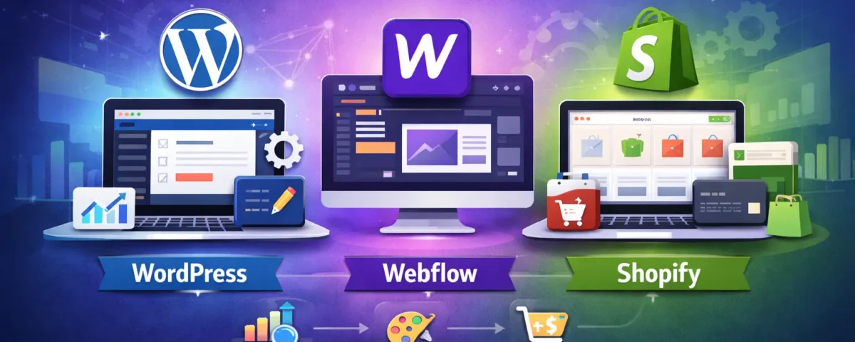 WordPress vs Webflow vs Shopify comparison for business websites